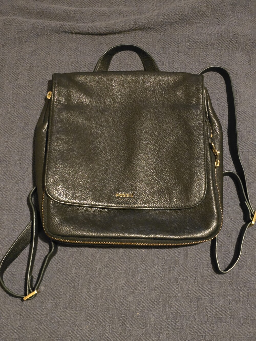 Fossil Black Leather Backpack